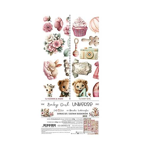 Papier - Scrapbook papier 6x12 Baby Girl Universe Mix - 18204318_
