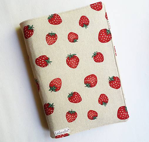 Papiernictvo - Obal na knihu nastaviteľný - Jahody (režný) - 18205416_