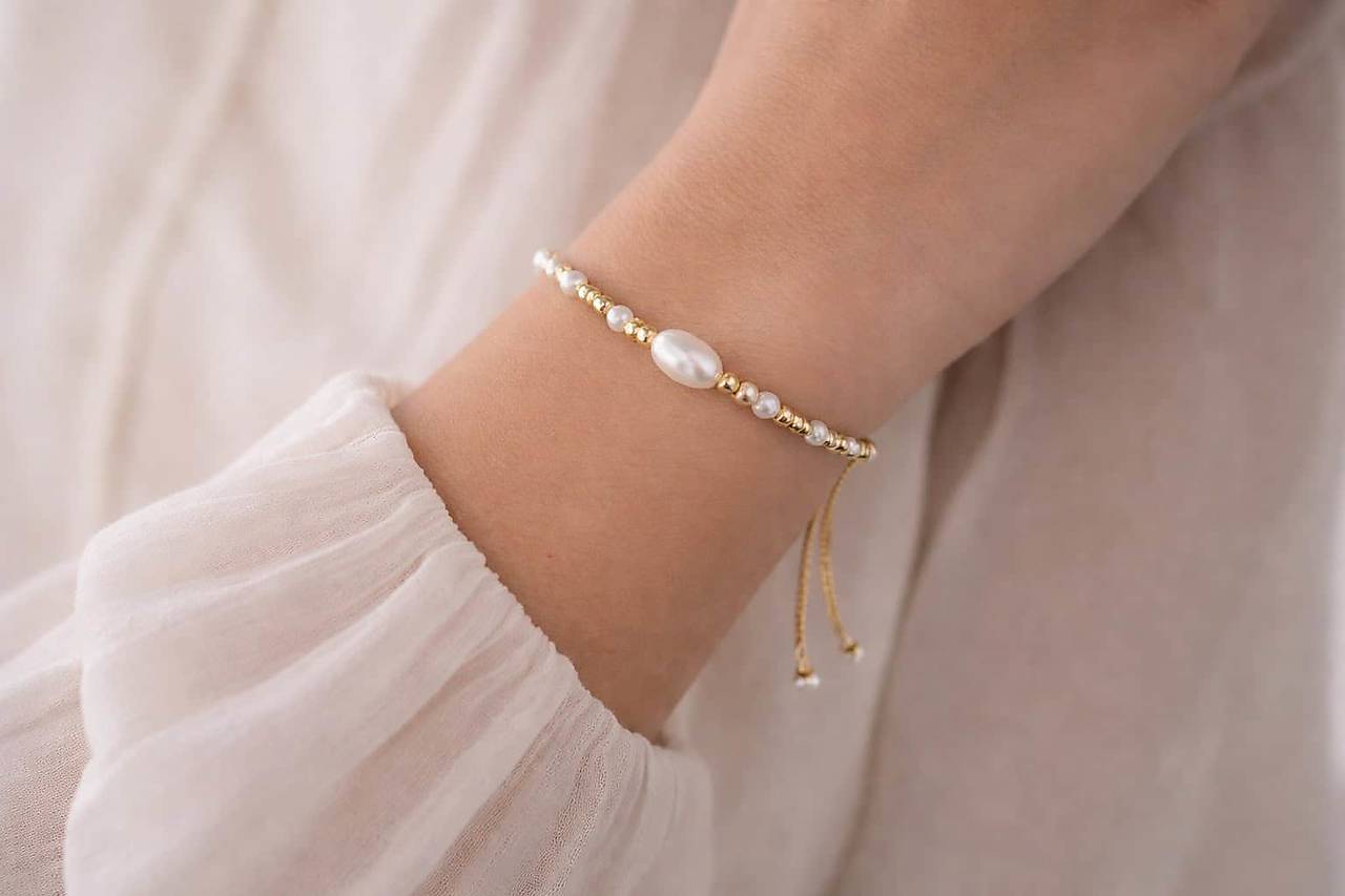 Perlový náramok pre družičky Elena – nastaviteľný