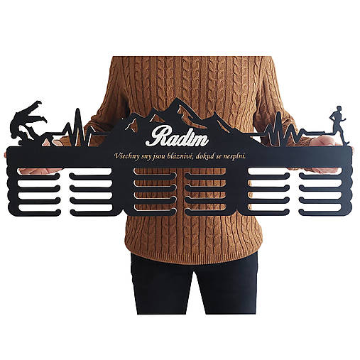 80cm drevený vešiak na medaily JUDO a BEH