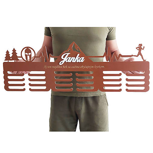 80cm drevený vešiak na medaily JUDO a BEH