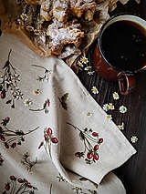Úžitkový textil - Ľanová utierka lesné jahody. - 18204793_