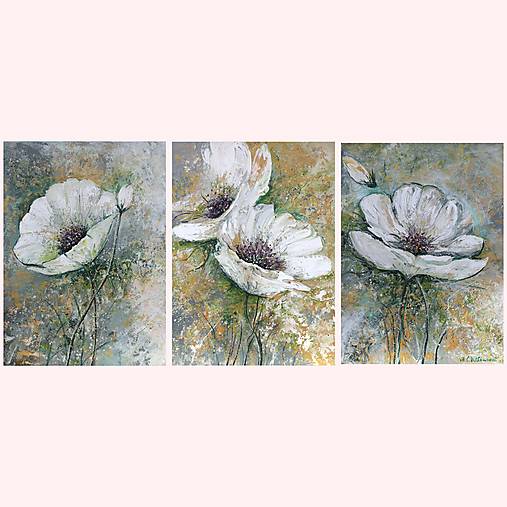 Obrazy - ,,Triptych kvetov,, 60x80x3 - 18206195_