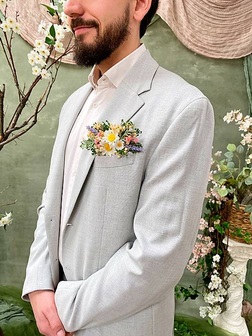 Pierko pre ženícha do vrecka "vôňa jarnej lúky"