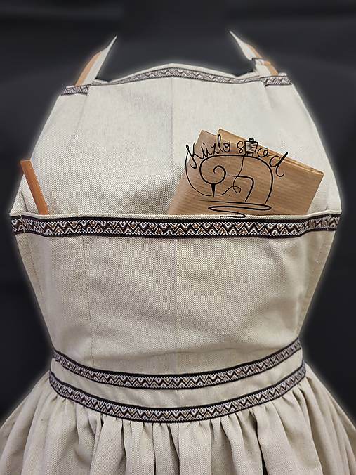 Úžitkový textil - Bohato riasená dámska zástera 70cm jemná béžová - 18205702_