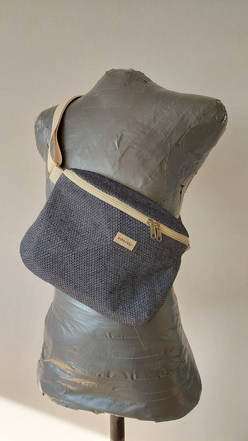 Kabelky - Crossbody kabelka Lilly (M modrá bavlna) - 18205411_