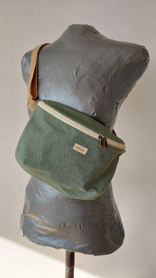 Kabelky - Crossbody kabelka Lilly (M zelená bavlna) - 18205423_