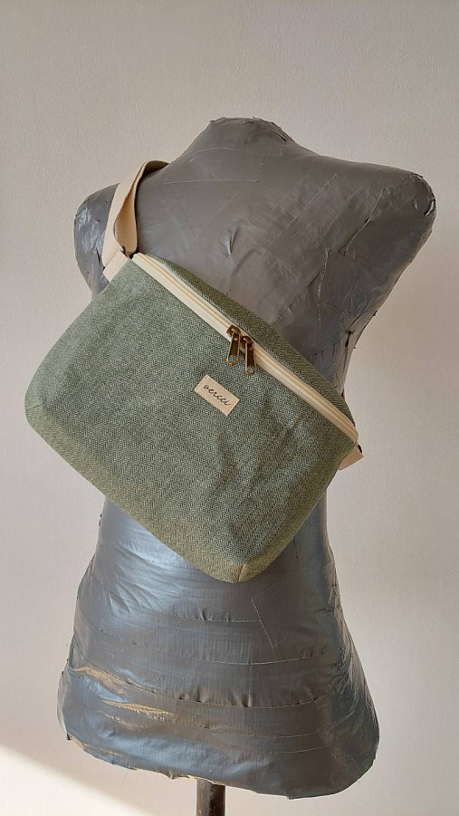 Kabelky - Crossbody kabelka Lilly (M zelená bavlna) - 18205431_