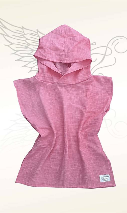 Iné oblečenie - Pončo s kapucňou mušelín (S - Ružová) - 18205822_
