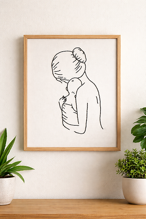 Dekorácie - Ručne vyšívaný obrázok - Mama - 18204207_