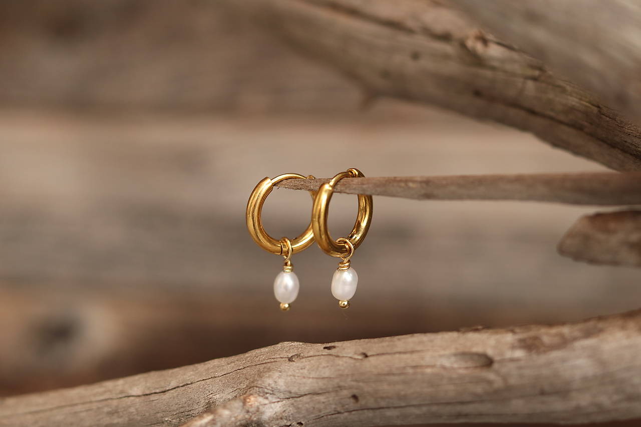 Perlové náušnice kruhy