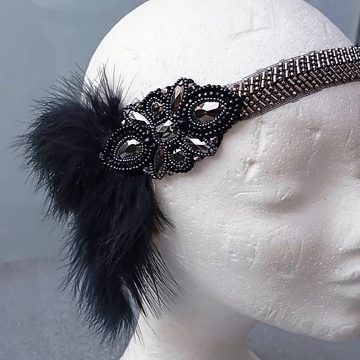 Ozdoby do vlasov - Great Gatsby Hematit... čelenka - 18208607_