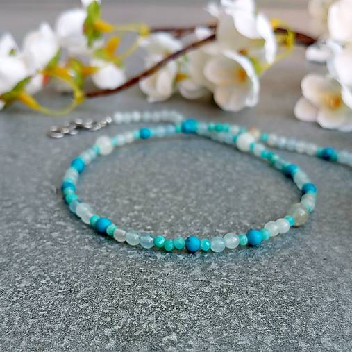 Náhrdelníky - Akvamarín s tyrkysem choker - 18208618_