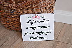 Dekorácie - Biela tabuľka Moja rodina... - 18208301_