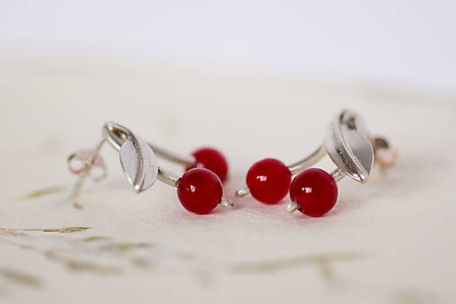 Strieborné náušnice - Cherry Kiss