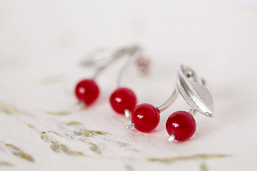 Strieborné náušnice - Cherry Kiss