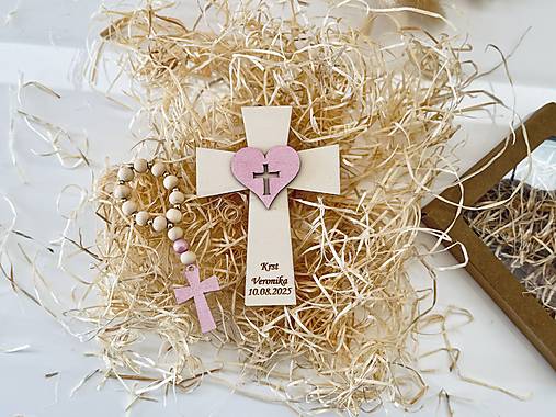 Darčeky pre svadobčanov - Darčeky ku krstu Krížik s ružencom - 18208169_