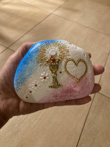 Dekorácie - Maľovaný kameň - Pamiatka na prvé sväté prijímanie - 18209093_