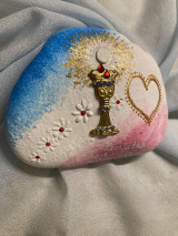 Dekorácie - Maľovaný kameň - Pamiatka na prvé sväté prijímanie - 18209095_