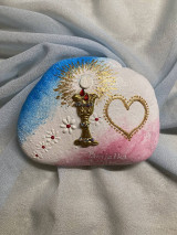 Dekorácie - Maľovaný kameň - Pamiatka na prvé sväté prijímanie - 18209096_