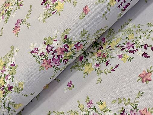 BAVLNA DEKOR / KVETINY NA SIVOM PODKLADE