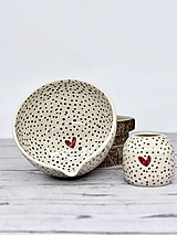 Nádoby - Čierne bodky - matcha set (Chawan(400ml) a Chasen) - 18208814_