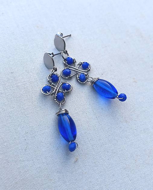 Náušnice - Kráľovská modrá - 18208364_