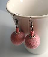Náušnice - Plstené náušnice- Ružovky - 18209088_