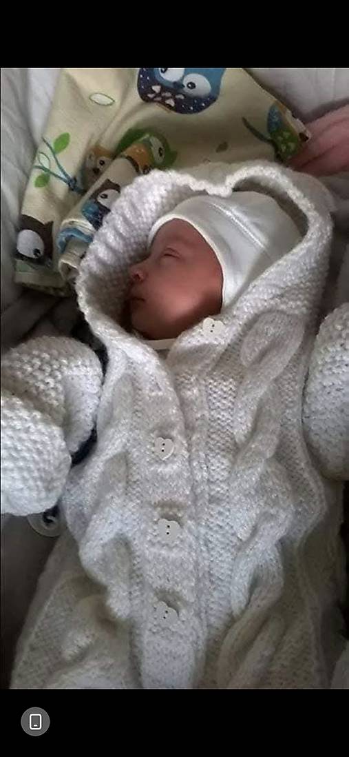 Overaly - Ručne štrikovaný biely overal. - 18208765_