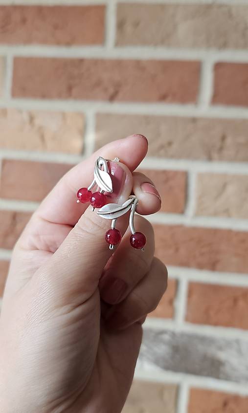 Strieborné náušnice - Cherry Kiss