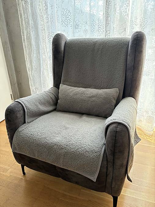 Úžitkový textil - Poťah na kreslo s područkami Vlnienka Buclé  na mieru - 18209891_