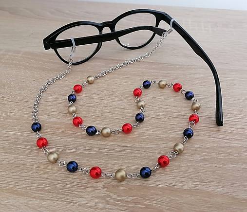 Iné doplnky - Retiazka na okuliare - farebné perly - chirurgická oceľ - 18210823_