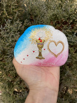 Dekorácie - Maľovaný kameň - Pamiatka na prvé sväté prijímanie - 18209849_