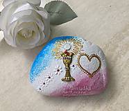 Dekorácie - Maľovaný kameň - Pamiatka na prvé sväté prijímanie - 18209885_