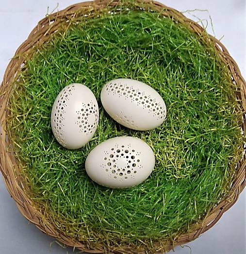 Dekorácie - Kraslice kačacie madeirové biele - 18209588_