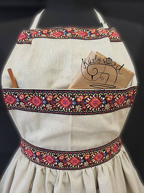 Úžitkový textil - Bohato riasená dámska zástera 70cm - 18210793_