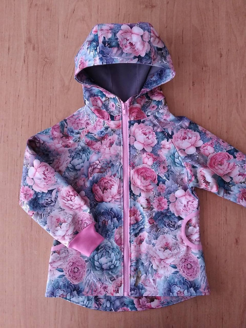 Detské oblečenie - Softshellová bunda ružové kvety - 18210880_