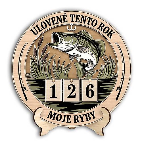 Dekorácie - Štýlové rybárske počítadlo úlovkov s meniteľnými číslami - 01 - 18210839_