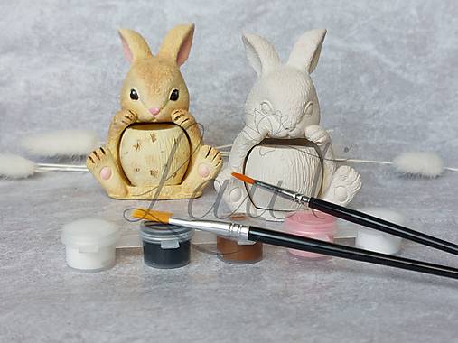 Dekorácie - Kreatívny box zajko s vajíčom (Béžová) - 18211835_