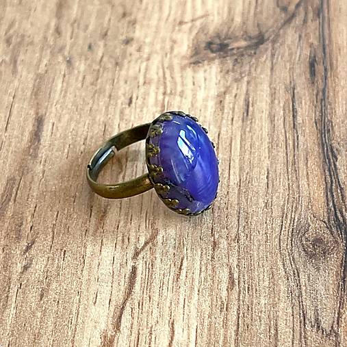 ZĽAVA 50% Purple Agate Bronze Ring / Prsteň s fialovým achátom E071