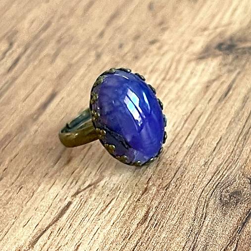 ZĽAVA 50% Purple Agate Bronze Ring / Prsteň s fialovým achátom E071