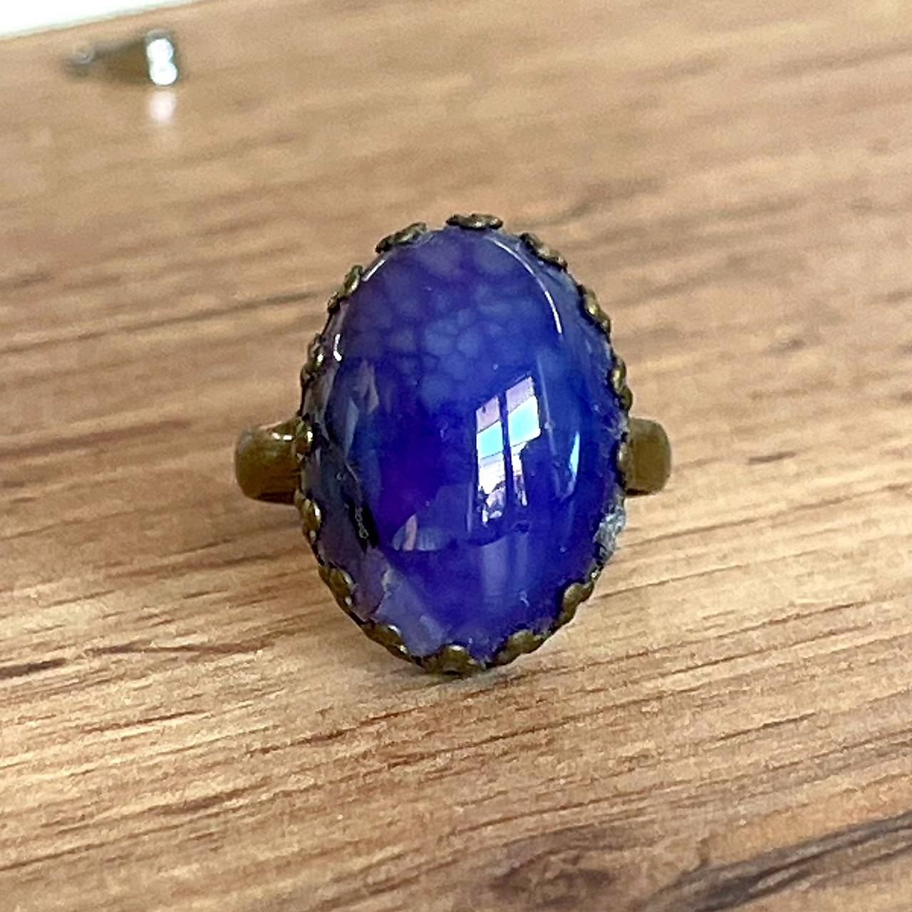 ZĽAVA 50% Purple Agate Bronze Ring / Prsteň s fialovým achátom E071