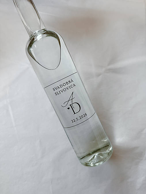 Úložné priestory & Organizácia - Nálepky transparentné na svadobnú pálenku/víno 316 iniciály - 18212486_