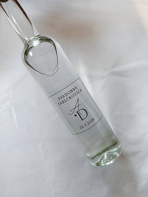 Úložné priestory & Organizácia - Nálepky transparentné na svadobnú pálenku/víno 317 iniciály - 18212489_