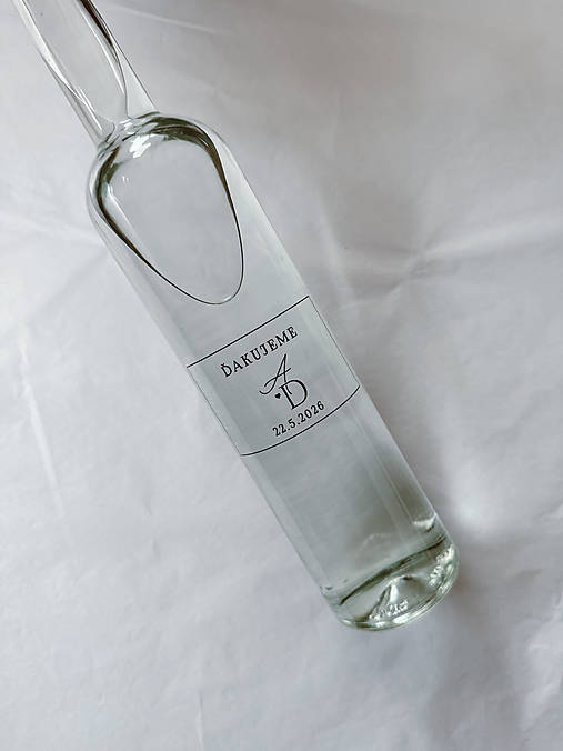 Úložné priestory & Organizácia - Nálepky transparentné na svadobnú pálenku/víno 318 iniciály - 18212496_