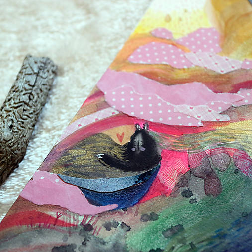 Moje ružové obláčiky/ Originál obrázok/ koláž