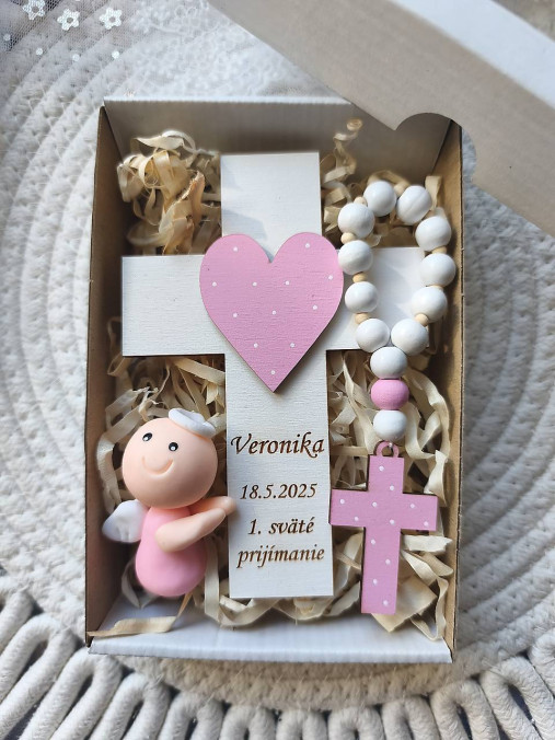 Dekorácie - Set krížik a ruženec a anjelik - 18213234_