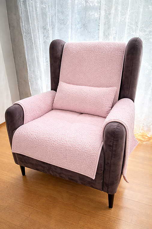 Úžitkový textil - Poťah na kreslo s područkami Vlnienka Buclé  Baby Pink soft na mieru - 18212275_