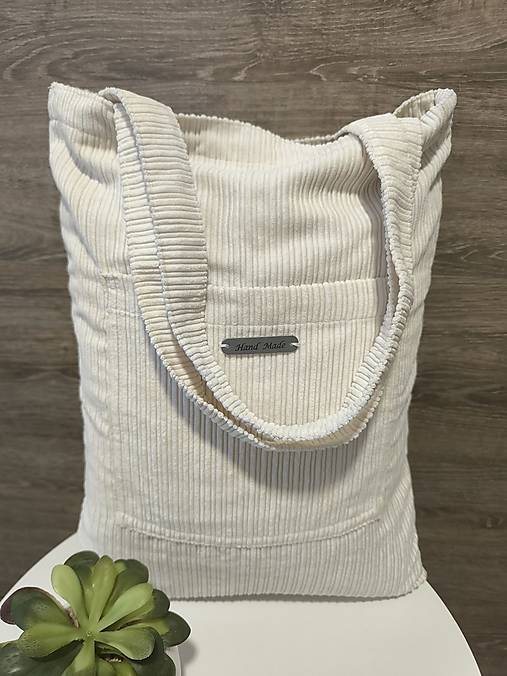 Nákupné tašky - Menčestrová smotanová taška - 18212012_