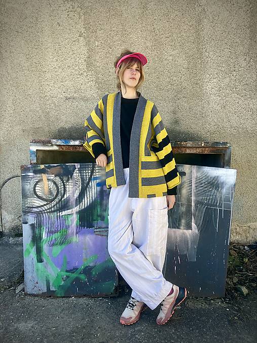 Svetre a kardigány - STRIPE! kabátik (Bumble) - 18212957_